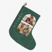フェスティバルグリーンボホ幾何学写真2枚 ラージクリスマスストッキング (正面 (吊り時))