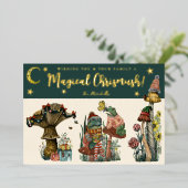 フェスティバルグリーンマジカルマッシュルームメリークリスマス 箔シーズンカード (立ち正面)