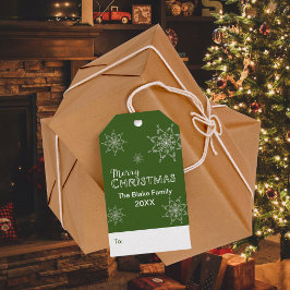 フェスティバルグリーンメリークリスマススノーフレーク ギフトタグ