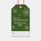 フェスティバルグリーンメリークリスマススノーフレーク ギフトタグ (正面)