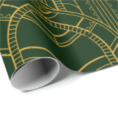 フェスティバルグリーンモダンアールデコ金ゴールドパターン104 ラッピングペーパー (ロールコーナー)