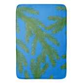 フェスティバルグリーンモミの枝と小枝ブルー バスマット (正面縦)