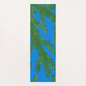フェスティバルグリーンモミの枝と小枝ブルー ヨガマット (裏面)