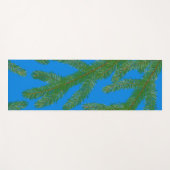 フェスティバルグリーンモミの枝と小枝ブルー ヨガマット (正面(横))