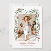 フェスティバルグリーンリボンとポインセチアと緑 シーズンカード (正面)