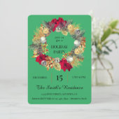 フェスティバルグリーンリースホリデーパーティキュートエレガント 招待状 (スタンド正面)