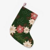 フェスティバルグリーンレッドイエローポインセティアホリデイ スモールクリスマスストッキング (正面 (吊り時))