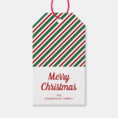 フェスティバルグリーンレッドストライプのメリークリスマス ギフトタグ (正面)