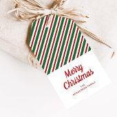 フェスティバルグリーンレッドストライプのメリークリスマス ギフトタグ