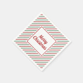 フェスティバルグリーンレッドストライプクリスマス スタンダードカクテルナプキン (角)