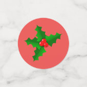 フェスティバルグリーンレッドホリークリスマステーブル紙吹雪 コンフェッティ (スモール正面)