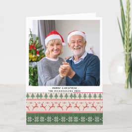 フェスティバルグリーンレッド北欧セータートインデナーパターン シーズンカード