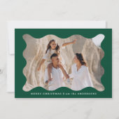 フェスティバルグリーンレトロフォトフレームメリークリスマス シーズンカード (正面)