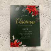 フェスティバルグリーン企業のクリスマスパーティー金ゴールド 箔招待状