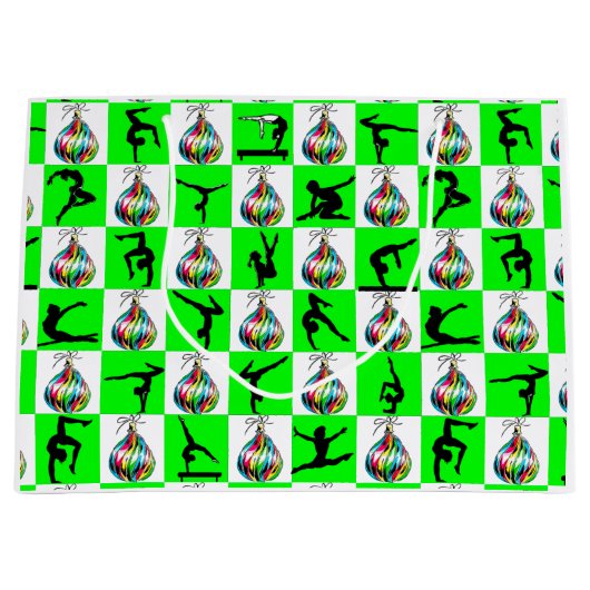 フェスティバルグリーン体操クリスマスデザイン ラージペーパーバッグ (正面)