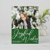 フェスティバルグリーン喜びの願いクリスマスの写真金ゴールド 箔シーズンカード (立ち正面)