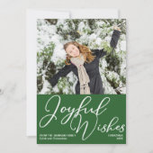 フェスティバルグリーン喜びの願いクリスマス家族の写真 シーズンカード (正面)