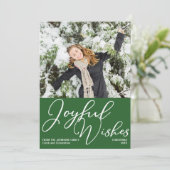 フェスティバルグリーン喜びの願いクリスマス家族の写真 シーズンカード (スタンド正面)