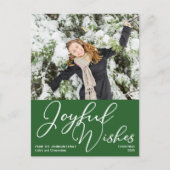 フェスティバルグリーン喜びの願い家族の写真クリスマス ポストカード (正面)