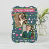 フェスティバルグリーン水玉模様写真(2)ホリデーカード シーズンカード (スタンド正面)