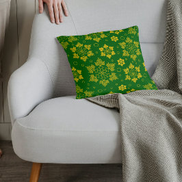 フェスティバルグリーン装飾用クッションとゴールデンスノーフレーク クッション