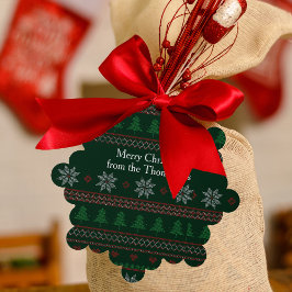 フェスティバルグリーン醜いクリスマスセーターカスタムパーティー オーナメントカード