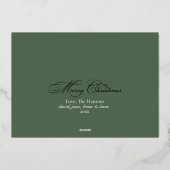 フェスティバルグリーン金ゴールドクリスマスボタニカルフォトカード 箔シーズンカード (裏面)