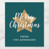 フェスティバルグリーン金ゴールドスタークリスマス ワインラベル (シングルラベル)