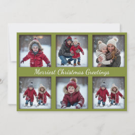 フェスティバルグリーン6写真クリスマスグリーティング | 家族 シーズンカード