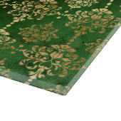 フェスティバルグリーン&ゴールドフォイルウィンタークリスマスダマスク カッティングボード (角)