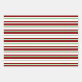 フェスティバルグリーン、白、赤のクリスマススタイル模様 ラッピングペーパーシート (正面3)