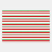 フェスティバルグリーン、白、赤のクリスマススタイル模様 ラッピングペーパーシート (正面2)