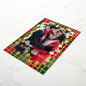 フェスティバルグリーン&金ゴールドギフト個人写真クリスマス 箔シーズンカード (回転した状態)