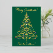 フェスティバルグリーン&金ゴールドモダンクリスマスツリー 箔シーズンカード (立ち正面)
