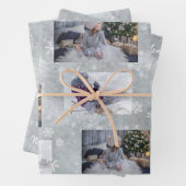 フェスティバルグレーフォトスノーフレーククリスマススクリプト ラッピングペーパーシート (インサイチュ)