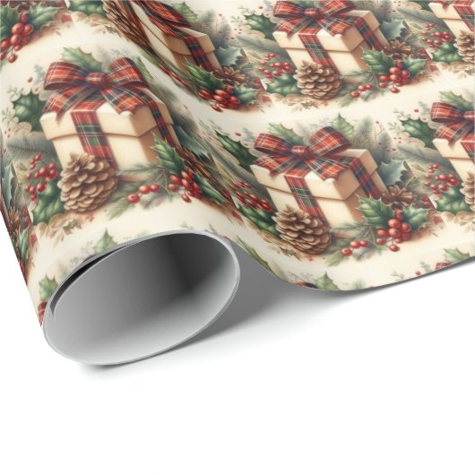 フェスティバルコケットプレイドボウエレガンスクリスマス ラッピングペーパー (ロールコーナー)