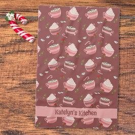 フェスティバルココアマグパターンホリデーキッチンタオル キッチンタオル