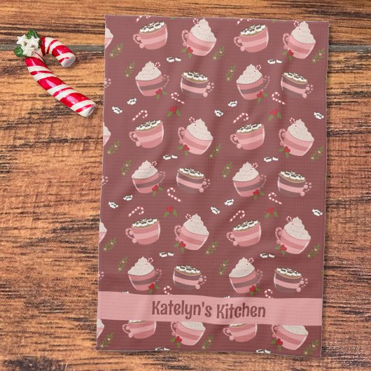 フェスティバルココアマグパターンホリデーキッチンタオル キッチンタオル