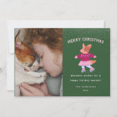 フェスティバルコルギアイススケートで滑るグリーンクリスマス シーズンカード (正面)