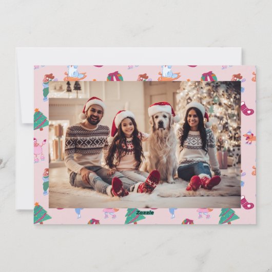 フェスティバルコルギアイススケートで滑るグリーンクリスマス シーズンカード (裏面)