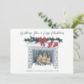 フェスティバルコージー暖炉シンプルカントリークリスマスH シーズンカード (スタンド正面)