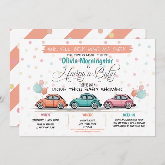 フェスティバルコーラルドライブバイベビーシャワーパレード 招待状 (正面/裏面)