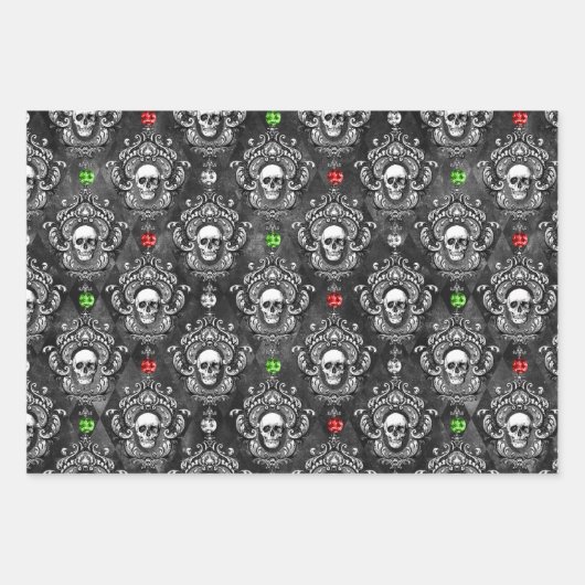 フェスティバルゴシックスカルクリスマスラッピング紙 ラッピングペーパーシート (正面)