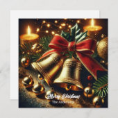 フェスティバルゴールデンクリスマスベルと装飾 シーズンカード (正面/裏面)
