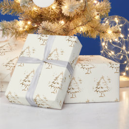 フェスティバルゴールデンツリーオンアイボリークリスマス ラッピングペーパー