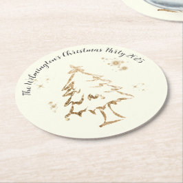 フェスティバルゴールデンツリークリスマスパーティー ラウンドペーパーコースター