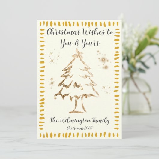 フェスティバルゴールデンツリーファミリークリスマスフラット カード (スタンド正面)