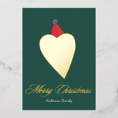 フェスティバルゴールデンハートとクリスマスハットグリーン 箔シーズンカード (正面)