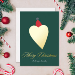 フェスティバルゴールデンハートとクリスマスハットグリーン 箔シーズンカード