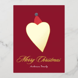 フェスティバルゴールデンハートとクリスマスハットレッド 箔シーズンポストカード